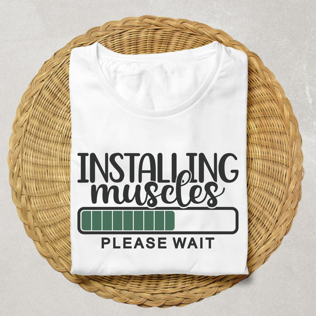Installing Muscles Please Wait Half Sleeve T-shirt