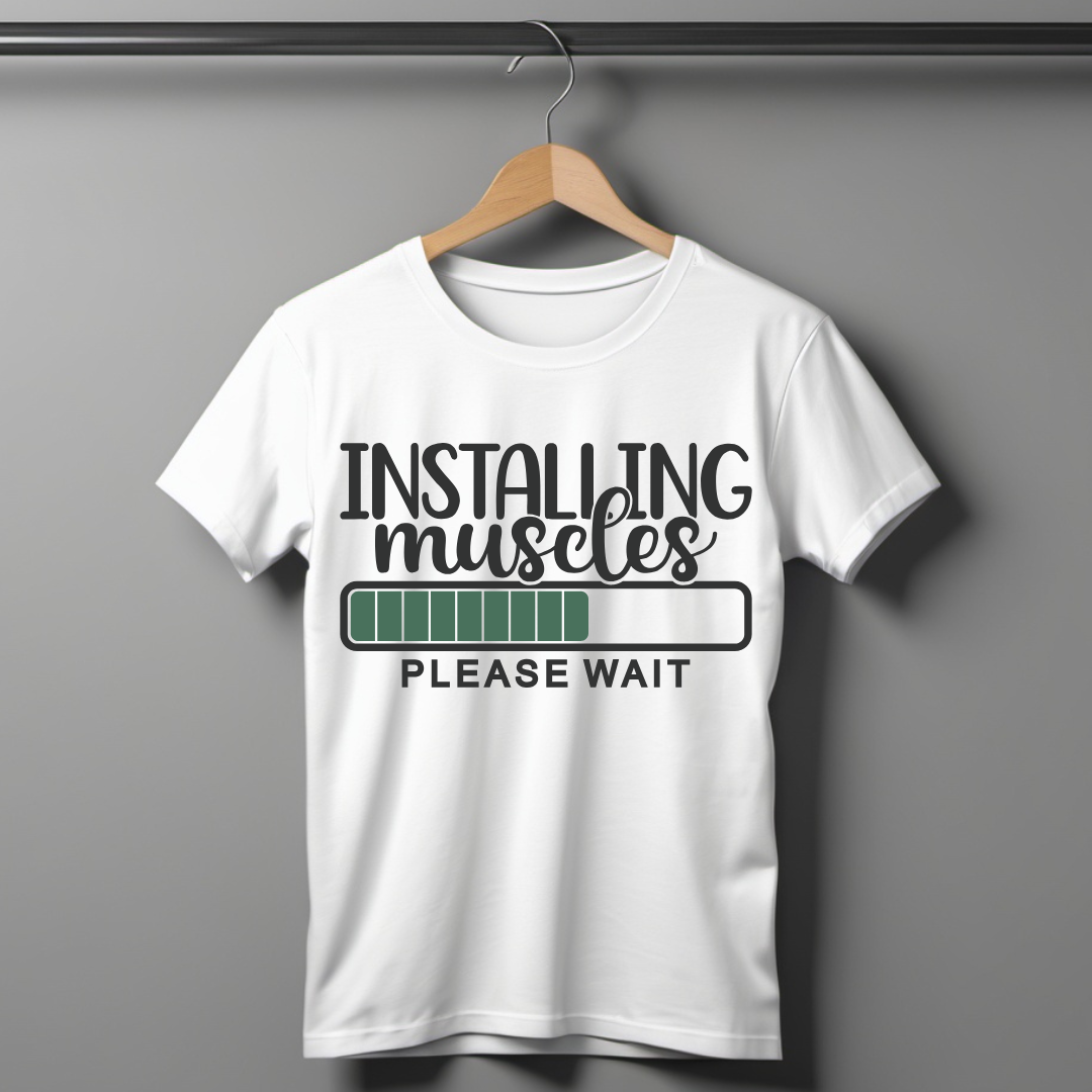 Installing Muscles Please Wait Half Sleeve T-shirt