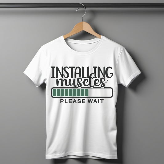 Installing Muscles Please Wait Half Sleeve T-shirt