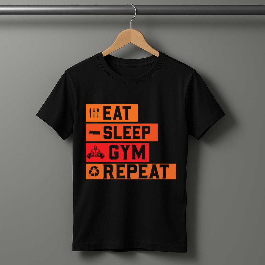 Eat Sleep Gym Repeat Half Sleeve T-shirt